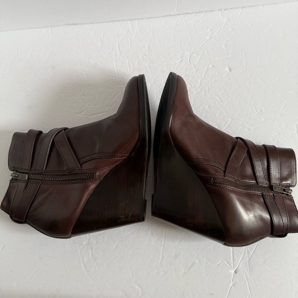 Frye Brown Ankle Booties with Gold Buckle - Picture 4 of 13